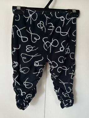 2/$10 Kids Black Rope-Print Ruched Leggings